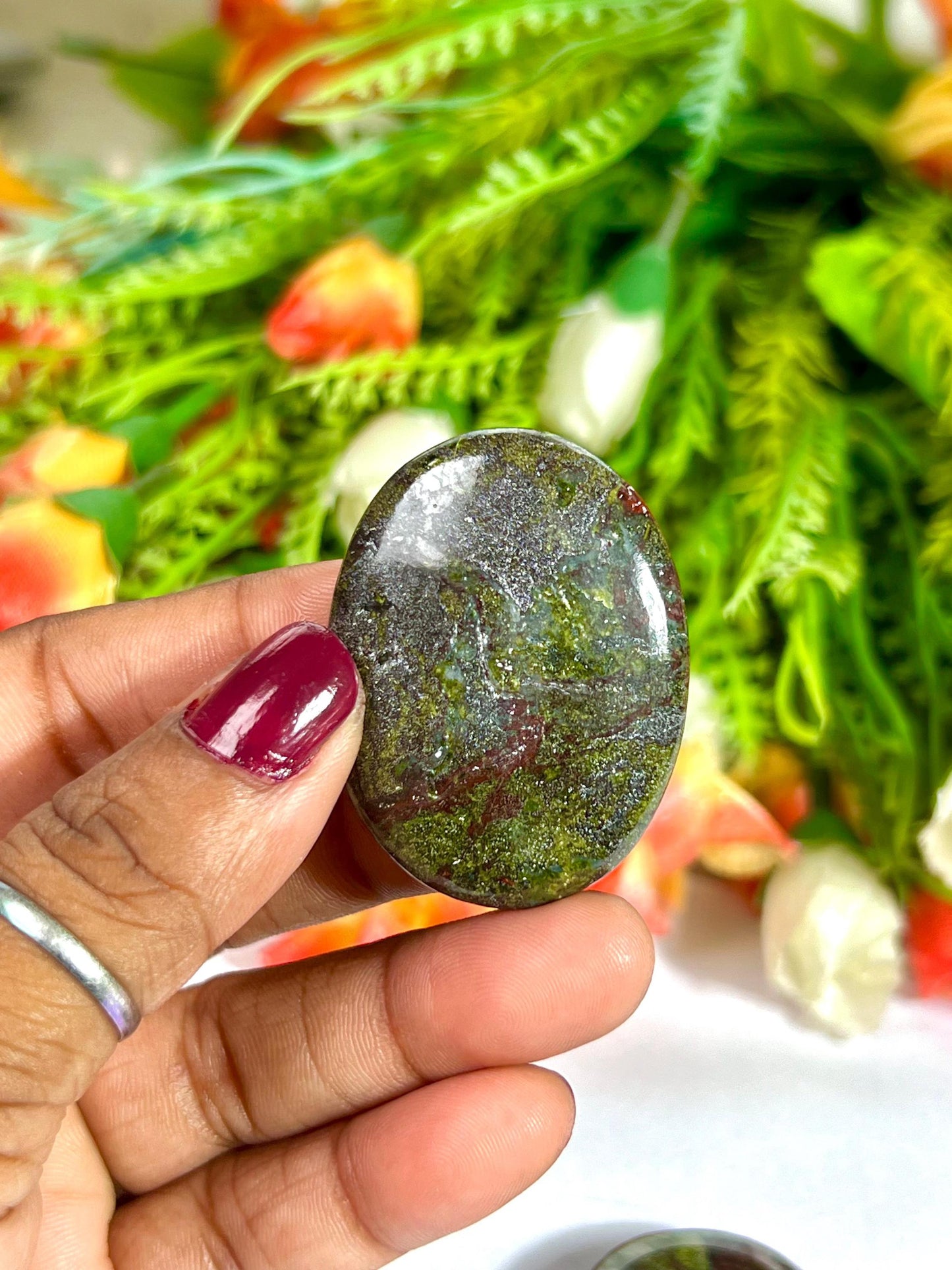 Dragon Blood Stone Worry Stone – Crystal Worry Stone – Pocket Stone – Healing Crystal - 4cmx3cm Thumb Stone One (1) Piece