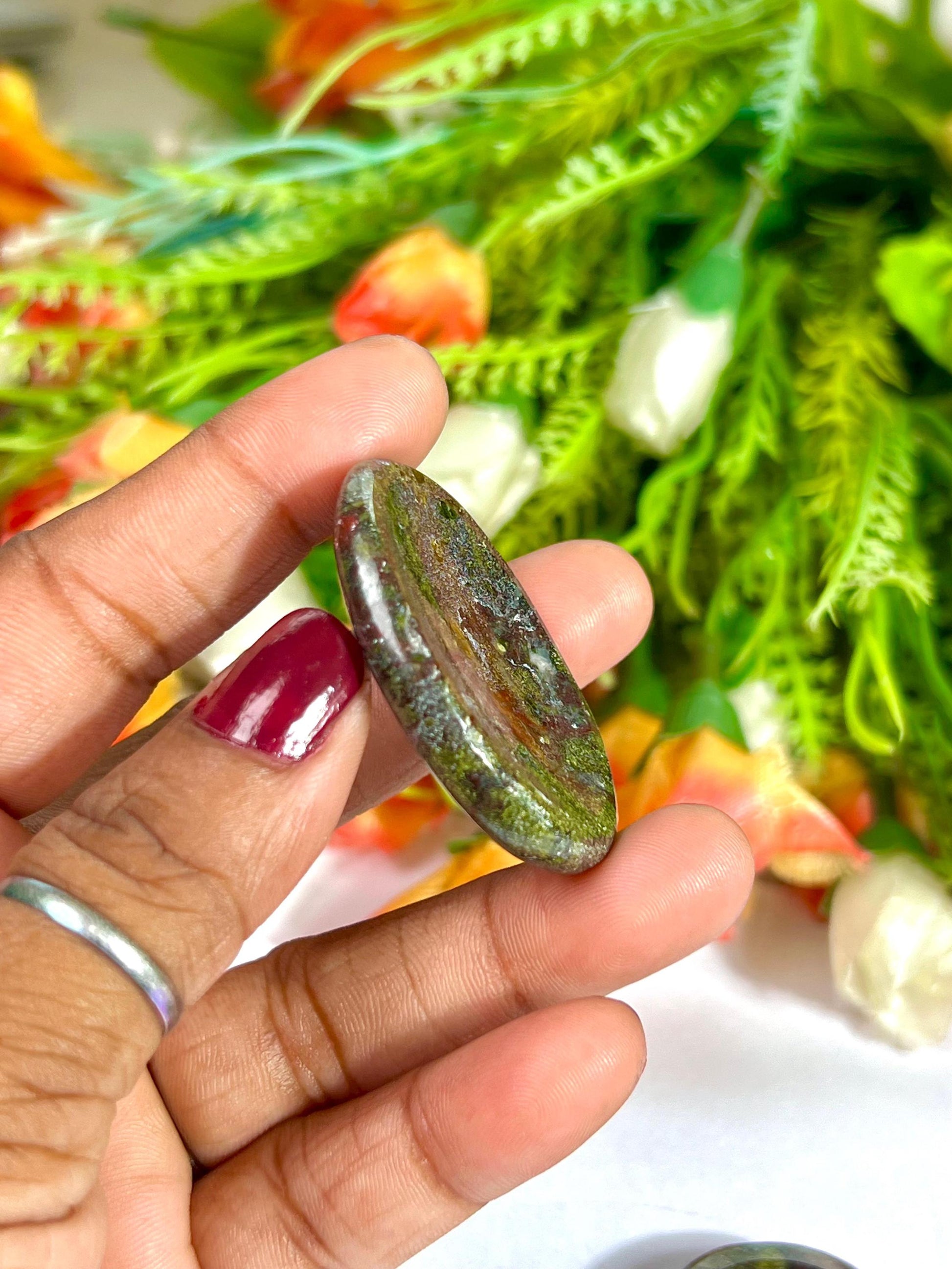 Dragon Blood Stone Worry Stone – Crystal Worry Stone – Pocket Stone – Healing Crystal - 4cmx3cm Thumb Stone One (1) Piece