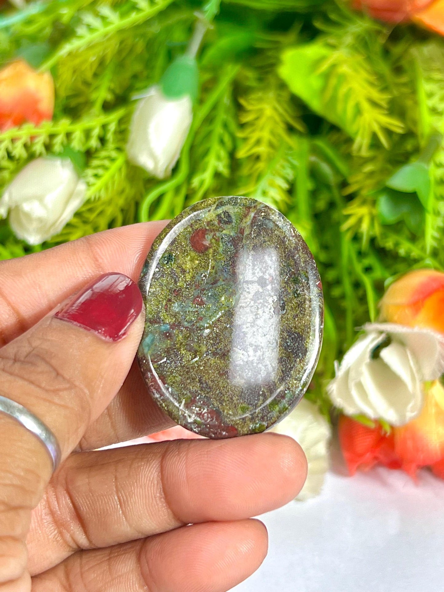 Dragon Blood Stone Worry Stone – Crystal Worry Stone – Pocket Stone – Healing Crystal - 4cmx3cm Thumb Stone One (1) Piece