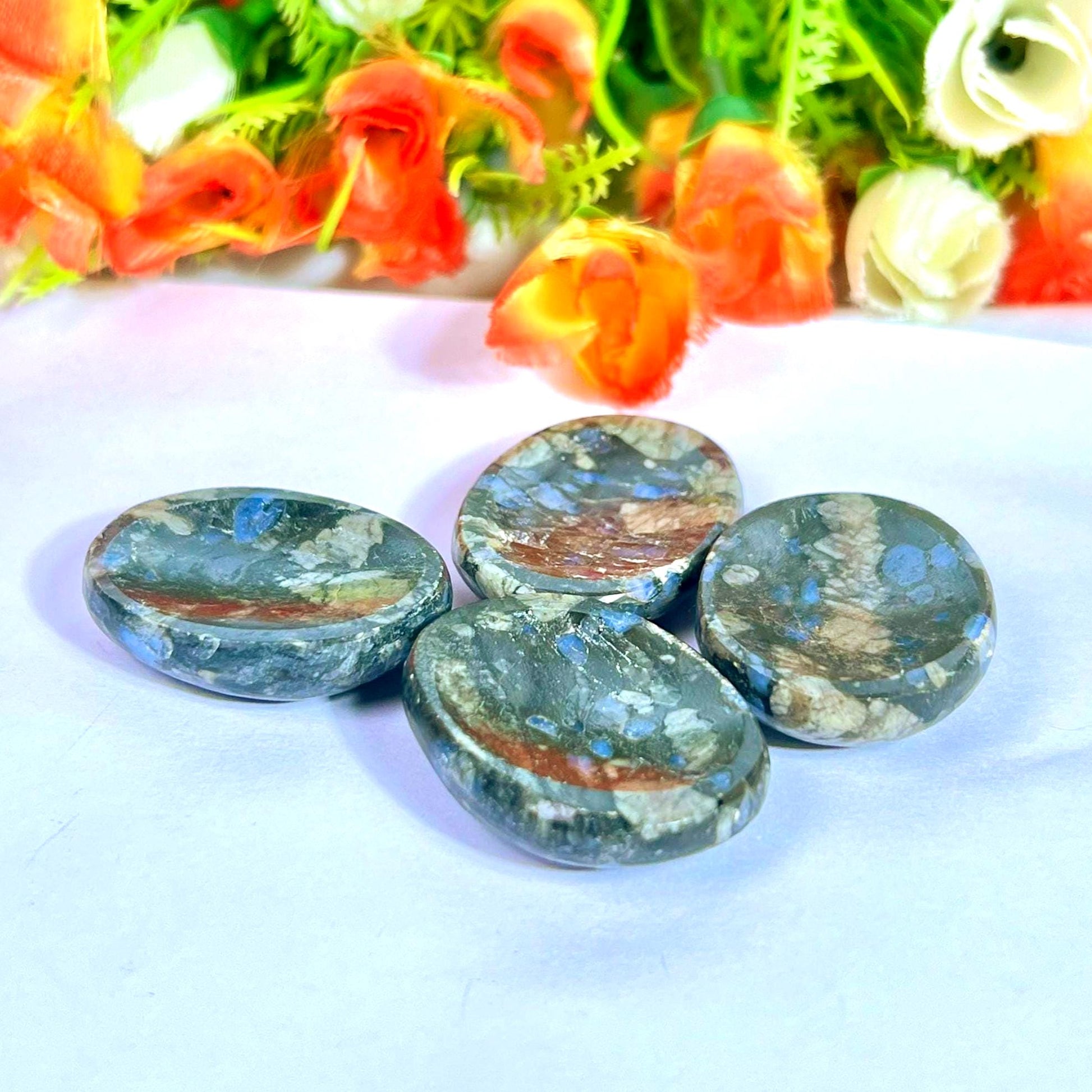 Blue Liberite Stone / Que Sera Stone Worry Stone – Crystal Worry Stone – Pocket Stone – Healing Crystal - 4cmx3cm Thumb Stone One (1) Piece