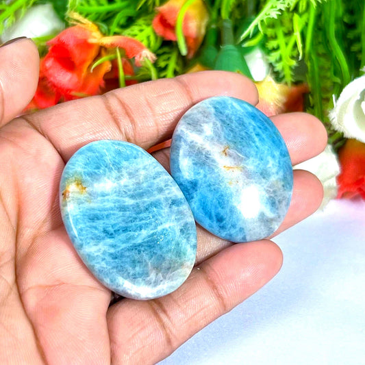 Aquamarine Stone Worry Stone – Crystal Worry Stone – Pocket Stone – Healing Crystal - 4cmx3cm Thumb Stone One (1) Piece