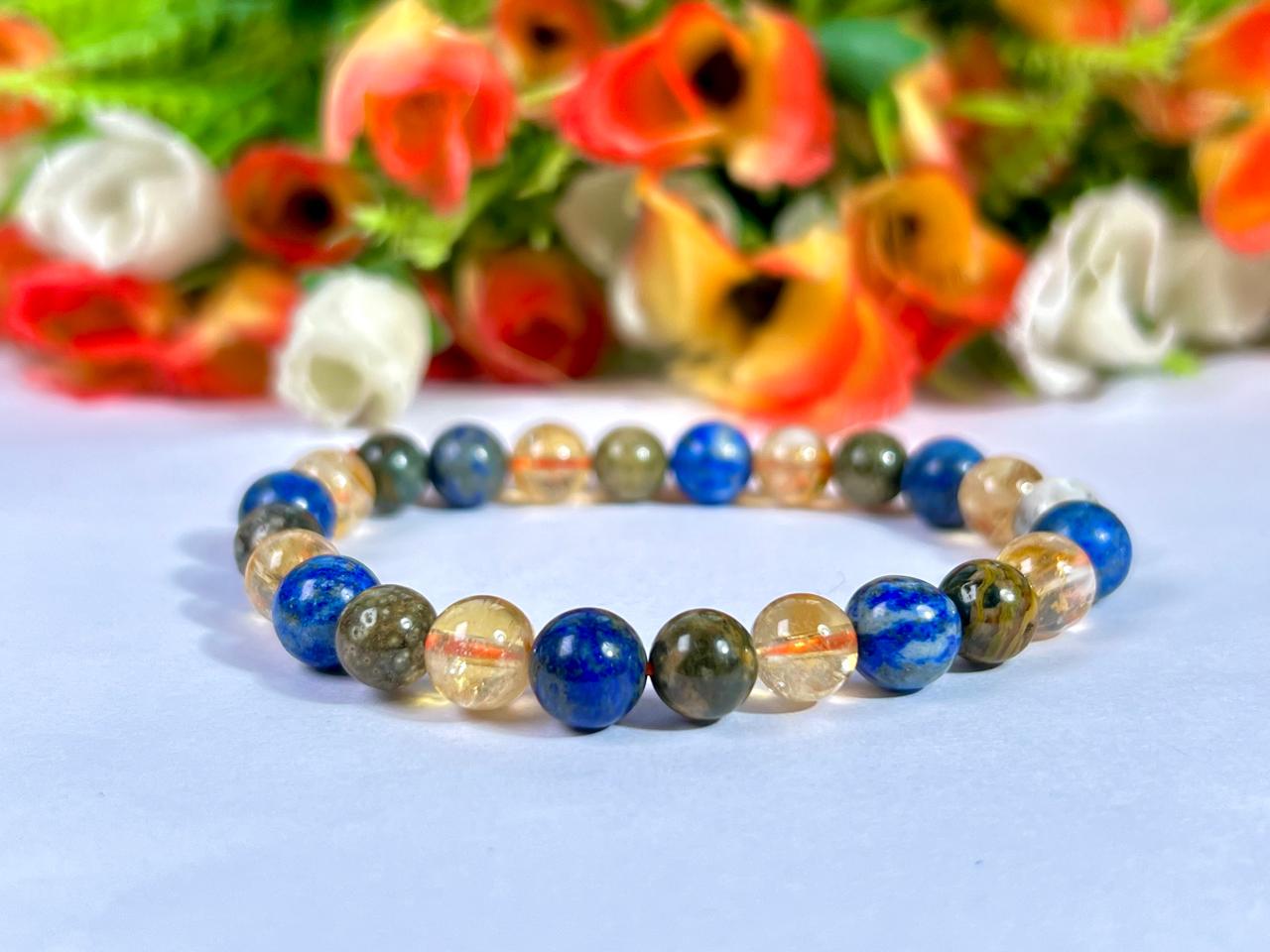 For Friend / Bestie Bracelet l Citrine , Ocean Jasper, Lapis Lazuli Stone 8 MM Beads Bracelet