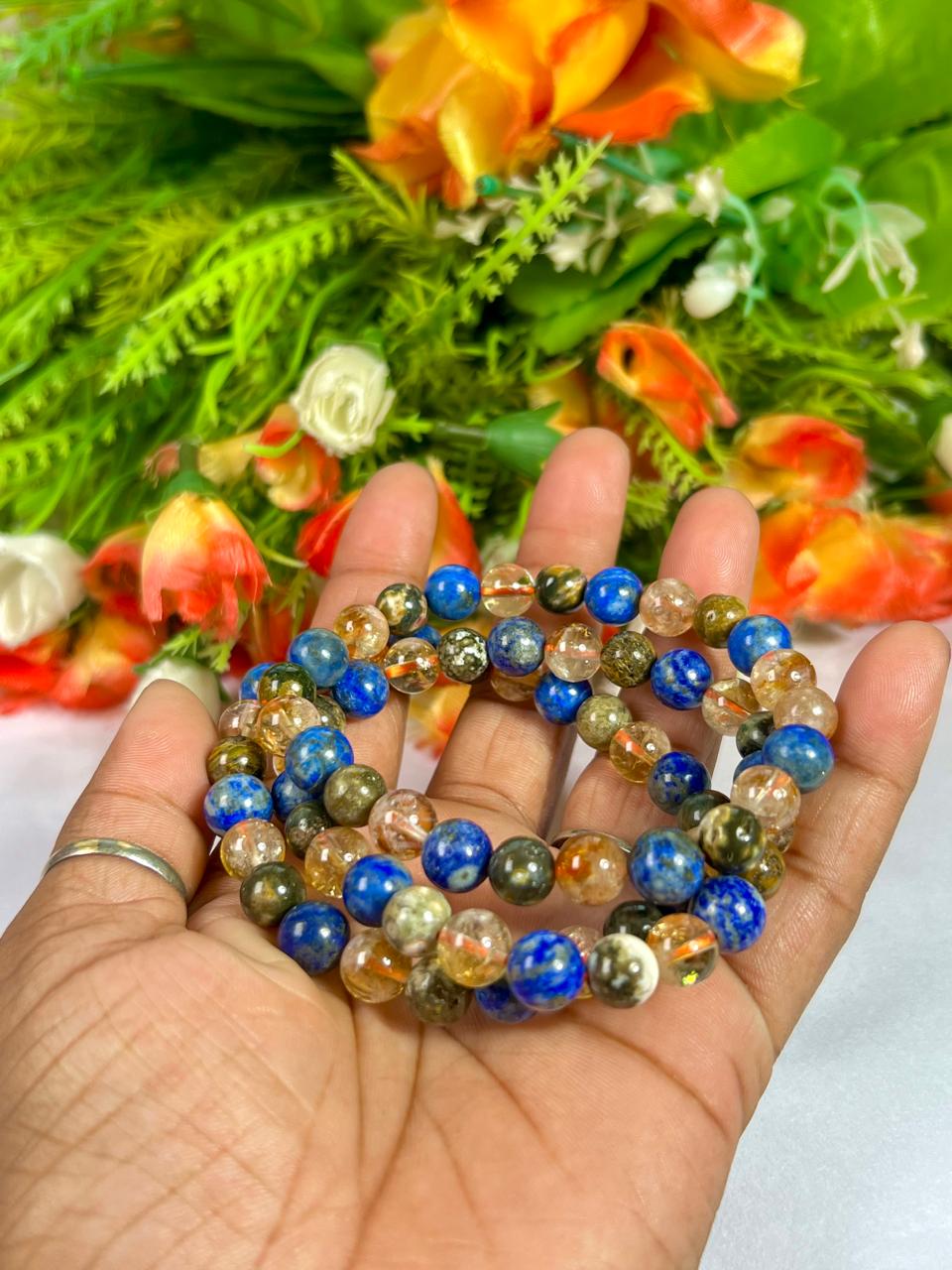 For Friend / Bestie Bracelet l Citrine , Ocean Jasper, Lapis Lazuli Stone 8 MM Beads Bracelet