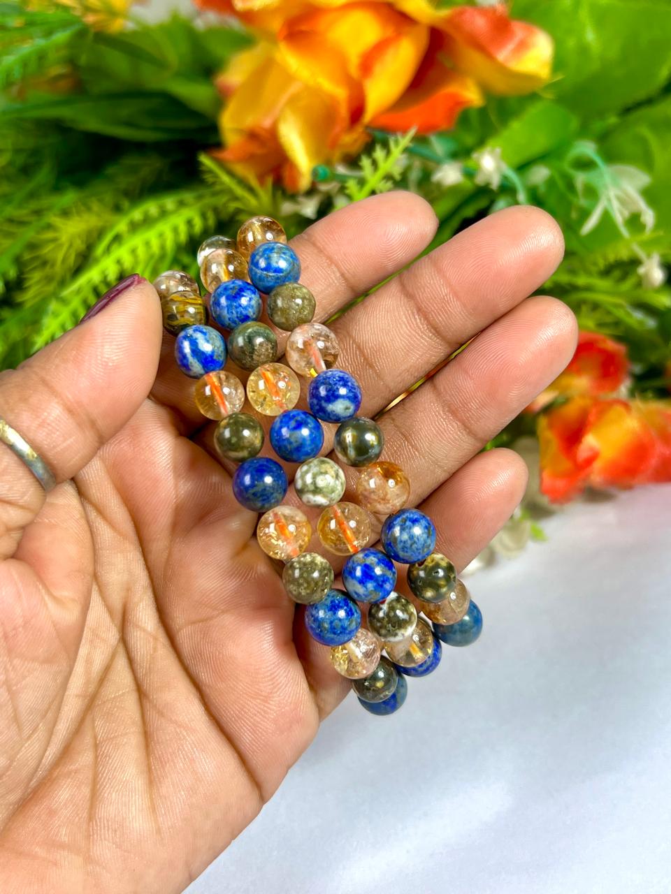 For Friend / Bestie Bracelet l Citrine , Ocean Jasper, Lapis Lazuli Stone 8 MM Beads Bracelet