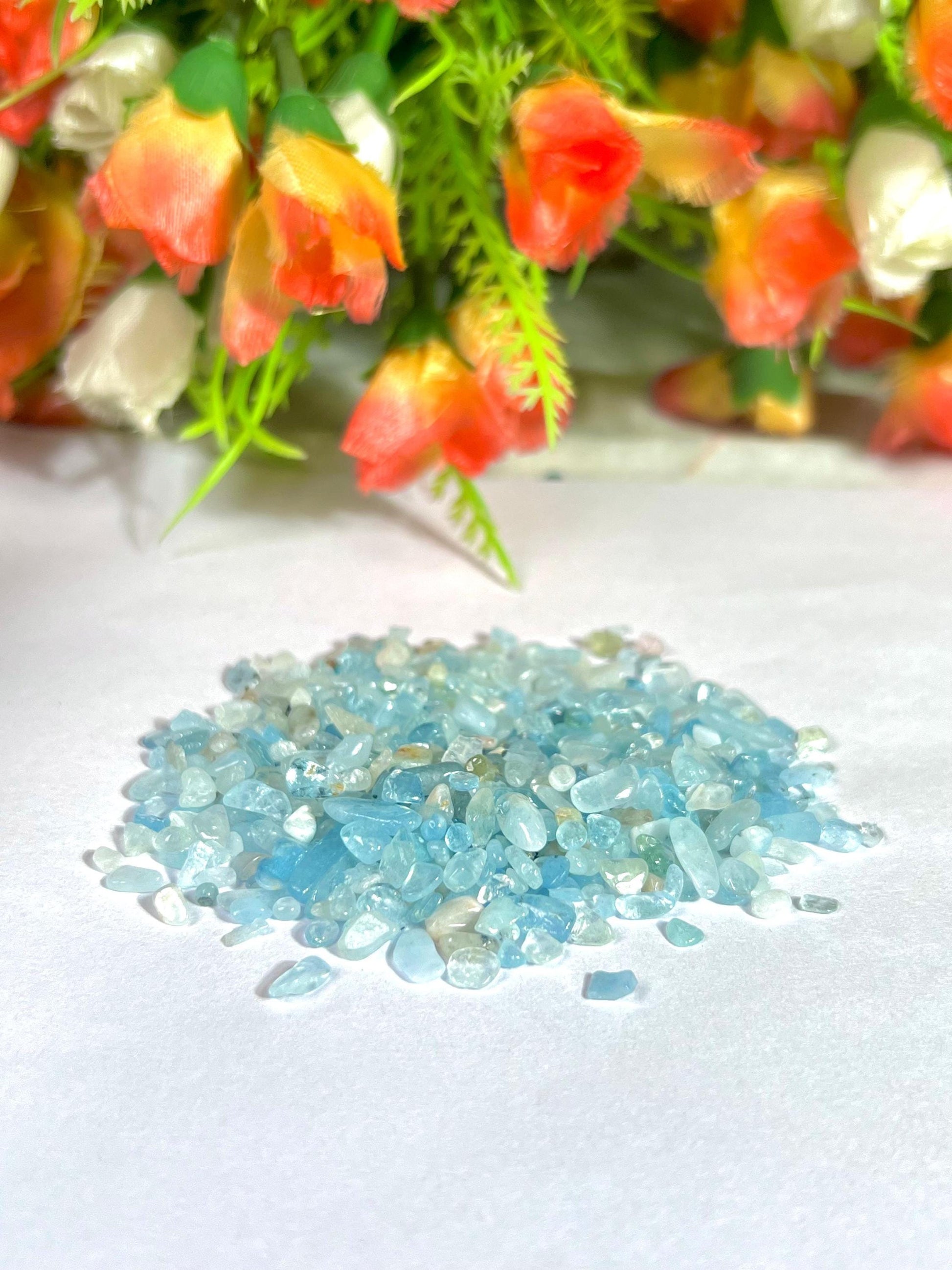 Aquamarine Stone Chips Stone - Spiritual Stone -Healing Crystals in pack Quality AAAAA +++++