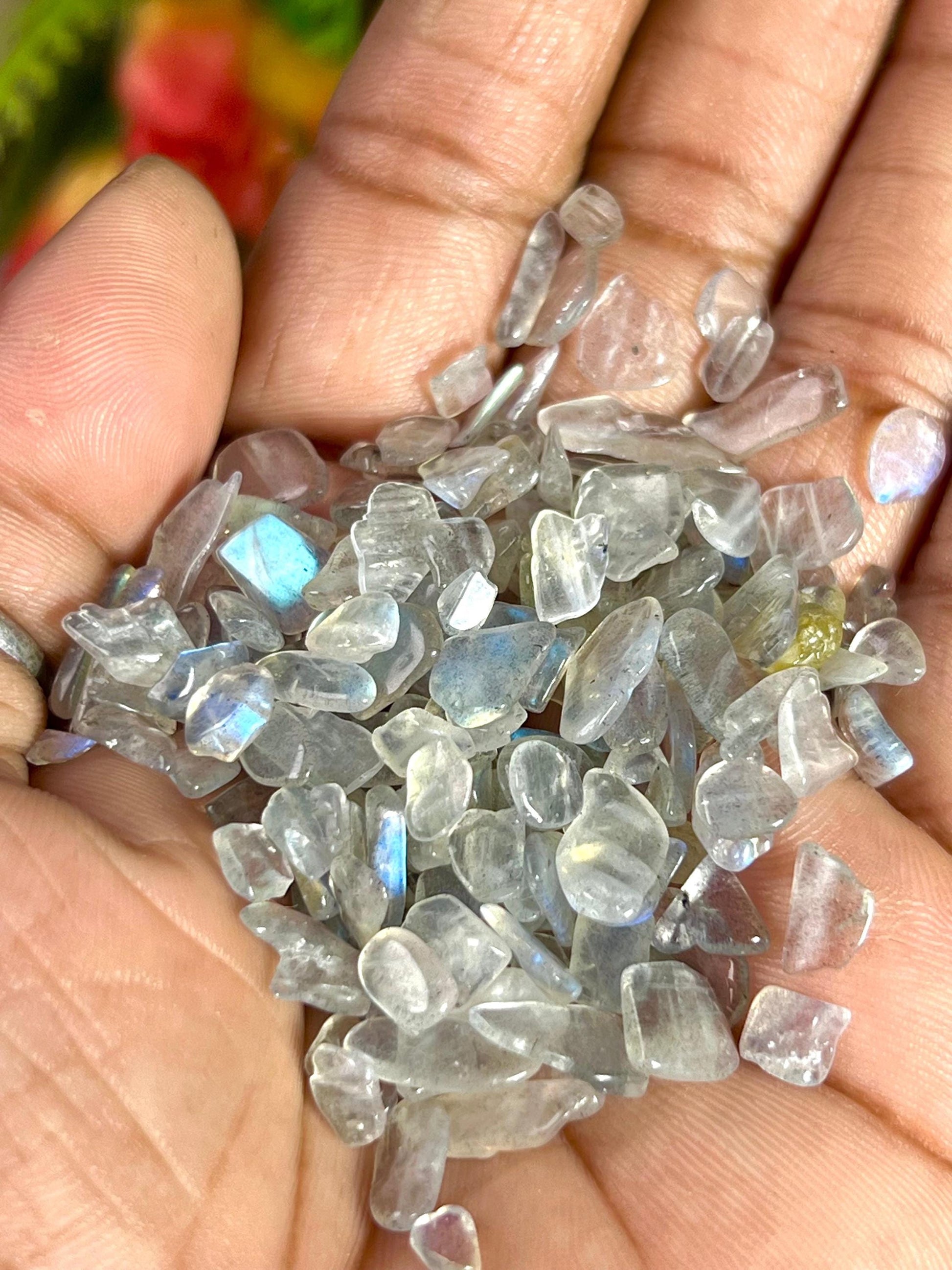 Rainbow Labradorite Stone Chips Stone - Spiritual Stone -Healing Crystals in pack  Quality AAAAA +++++