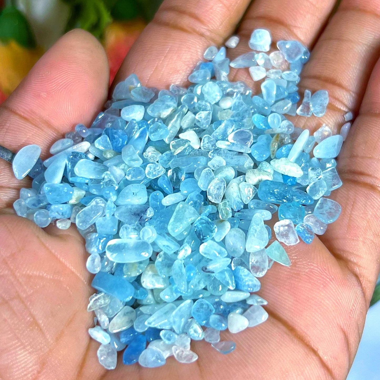 Aquamarine Stone Chips Stone - Spiritual Stone -Healing Crystals in pack Quality AAAAA +++++