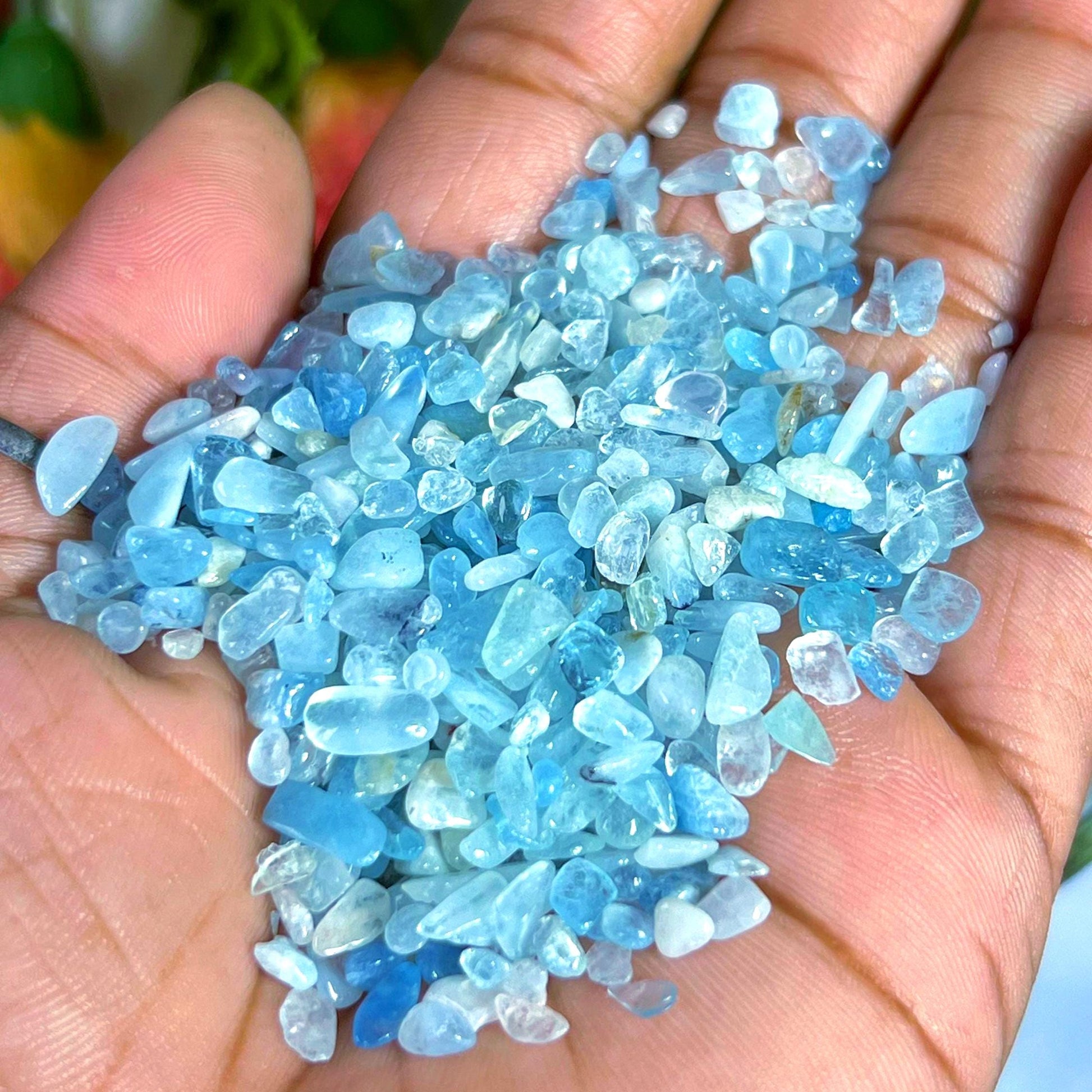 Aquamarine Stone Chips Stone - Spiritual Stone -Healing Crystals in pack Quality AAAAA +++++