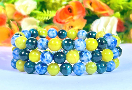 For Husband Bracelet l Sodalite , Healerite , Blue Tiger Eye Stone  8 MM Beads Bracelet
