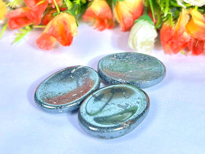 Hematite Stone Worry Stone – Crystal Worry Stone – Pocket Stone – Healing Crystal - 4cmx3cm Thumb Stone One (1) Piece