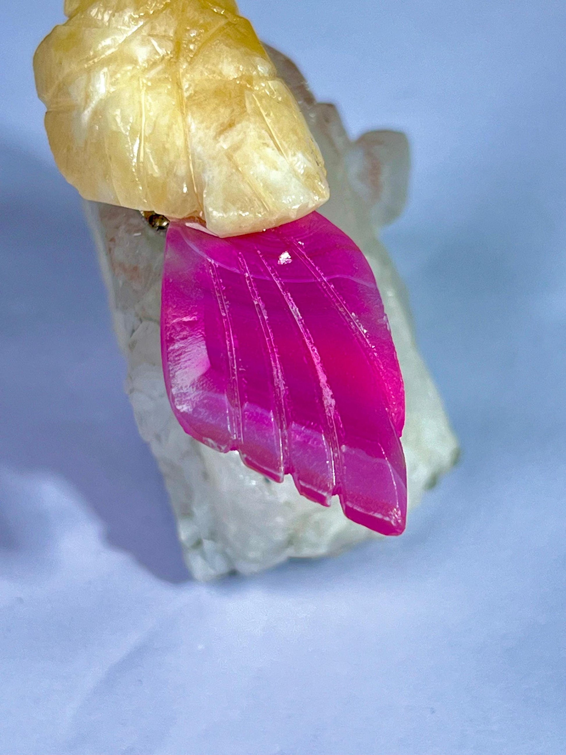 Beautiful Yellow Calcite Stone Parrot Bird On Samadhi Crystal Quartz Mineral Healing Crystal - Home Decoration-Reiki Healing - Gift for All