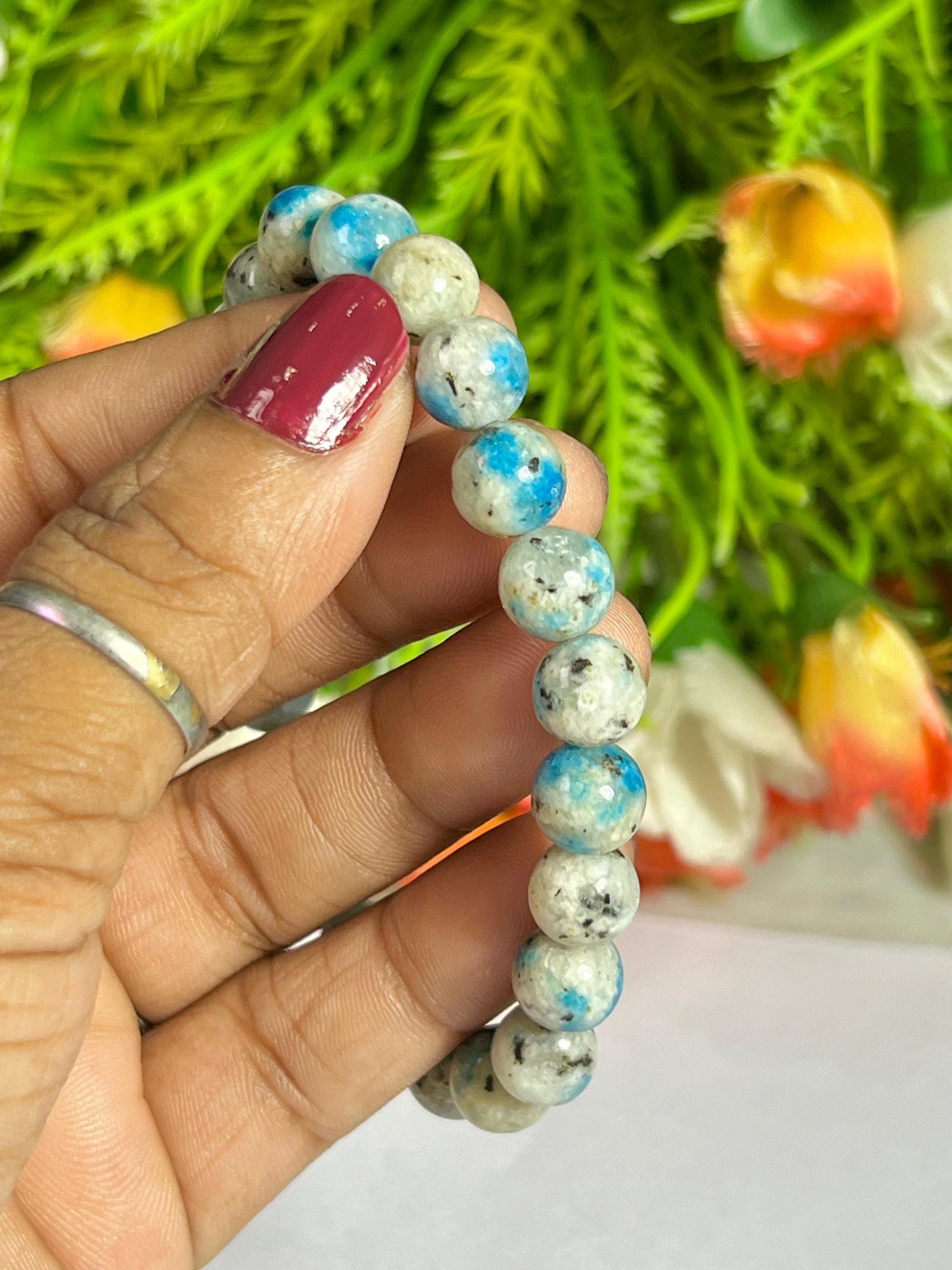 Rare Himalayan K2 Jasper Stone Bracelet l Stretchable Bracelet l Unisex Bracelet l 8 MM Bracelet