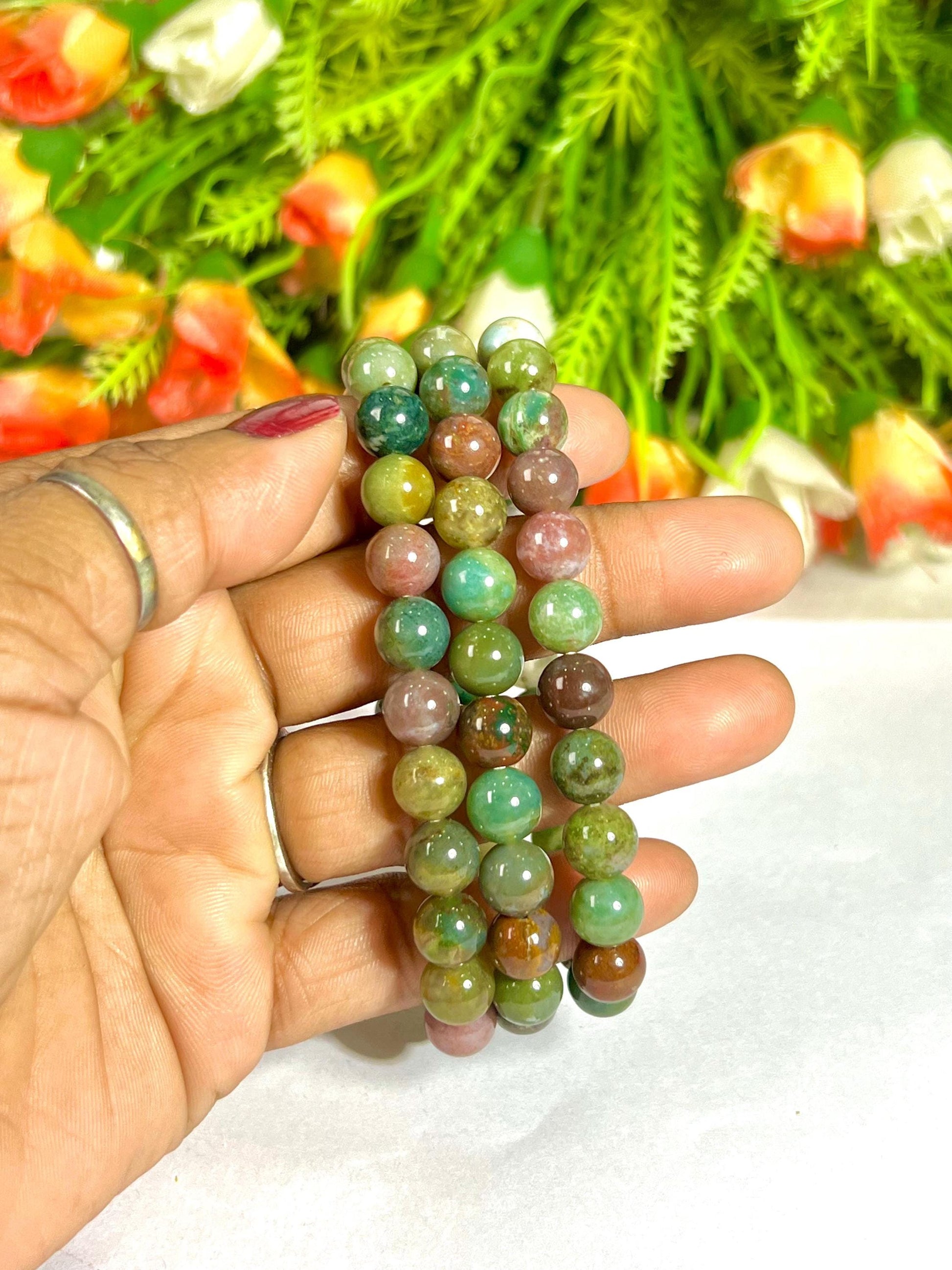 Fancy Agate Stone Bracelet l Stretchable Bracelet l Unisex Bracelet l 8 MM Bracelet
