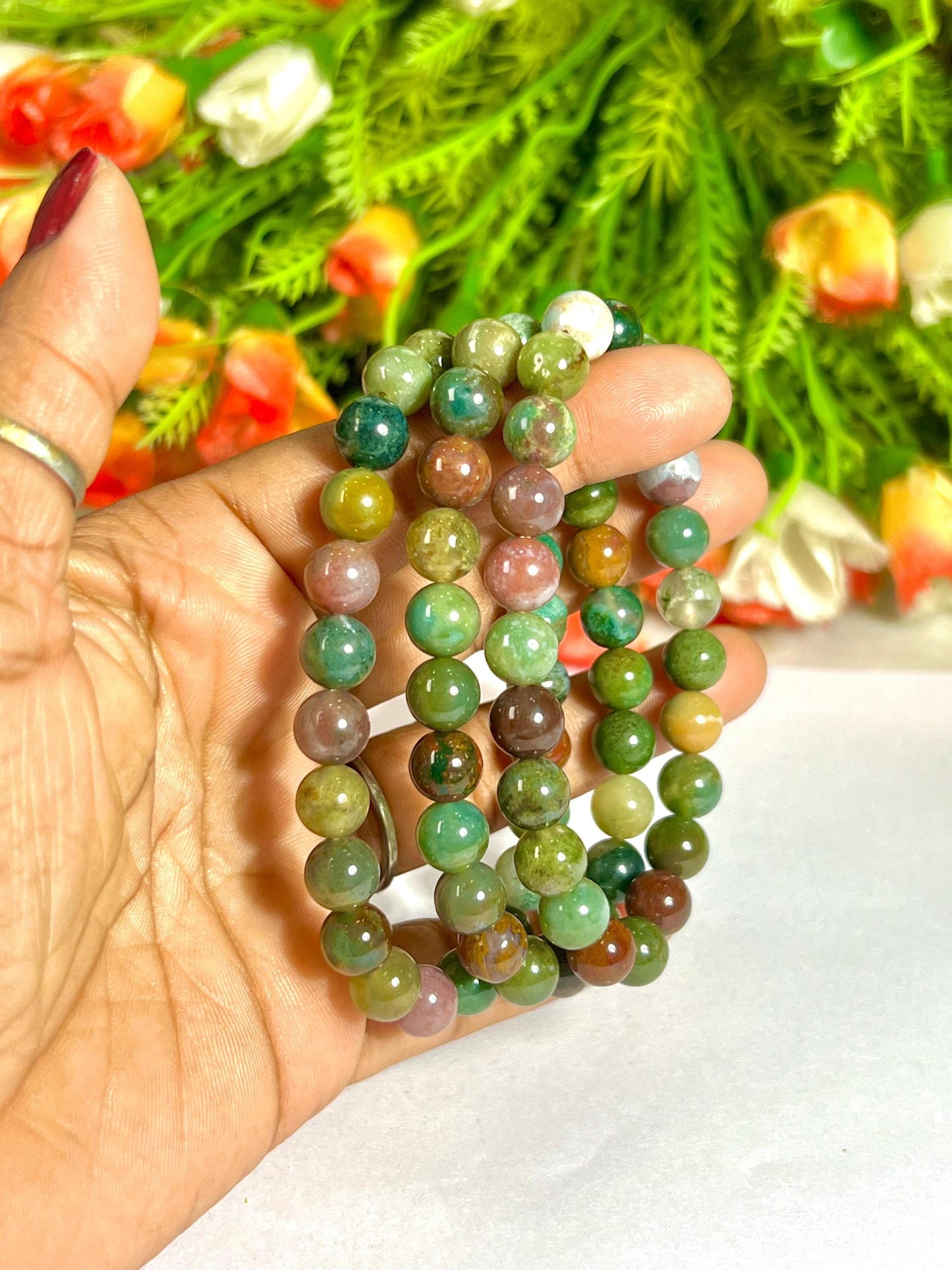 Fancy Agate Stone Bracelet l Stretchable Bracelet l Unisex Bracelet l 8 MM Bracelet