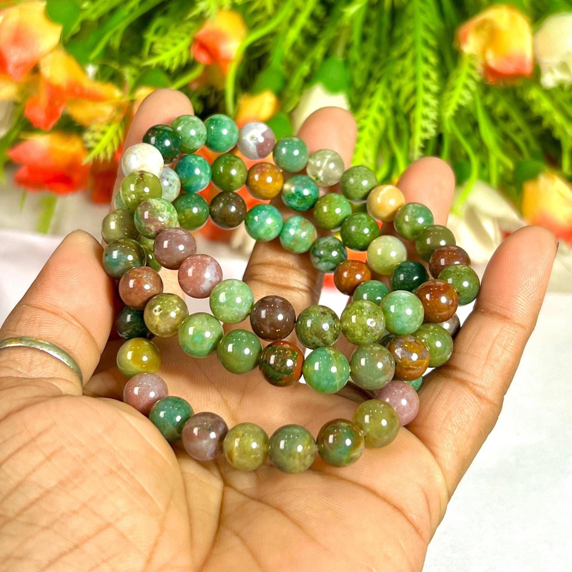 Fancy Agate Stone Bracelet l Stretchable Bracelet l Unisex Bracelet l 8 MM Bracelet
