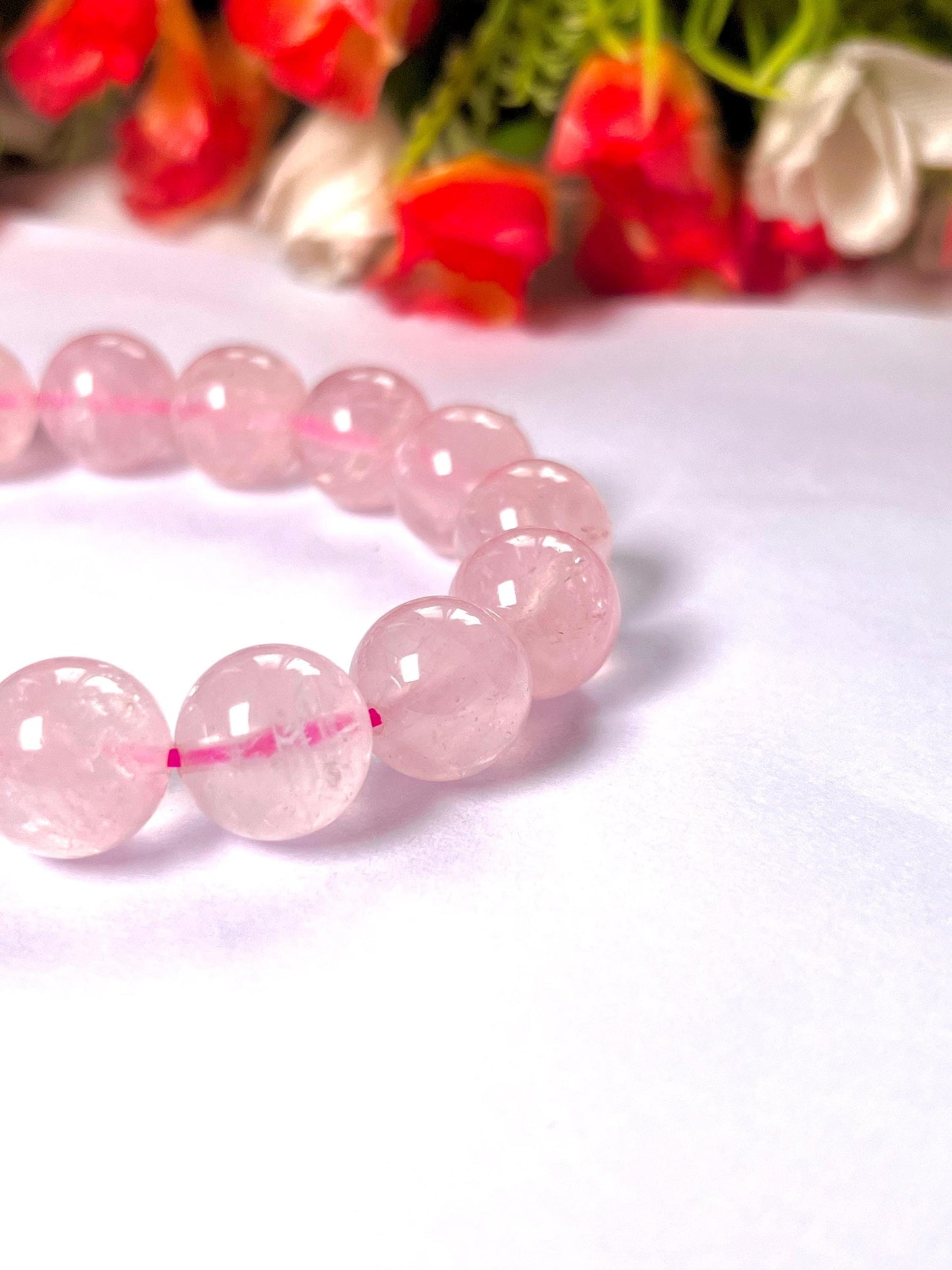 Men's 14 MM Rose Quartz Stone Bracelet| Jewelry for Men| Good For Love