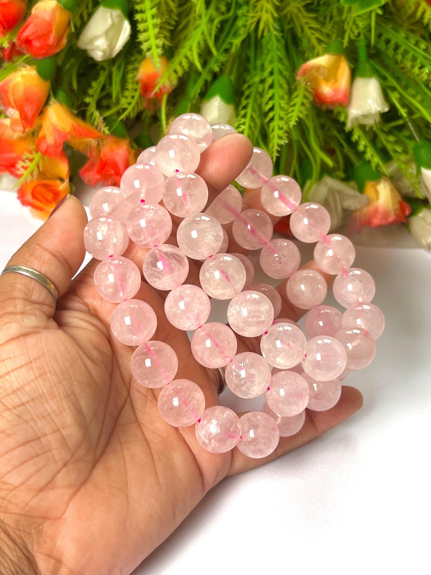 Men's 14 MM Rose Quartz Stone Bracelet| Jewelry for Men| Good For Love