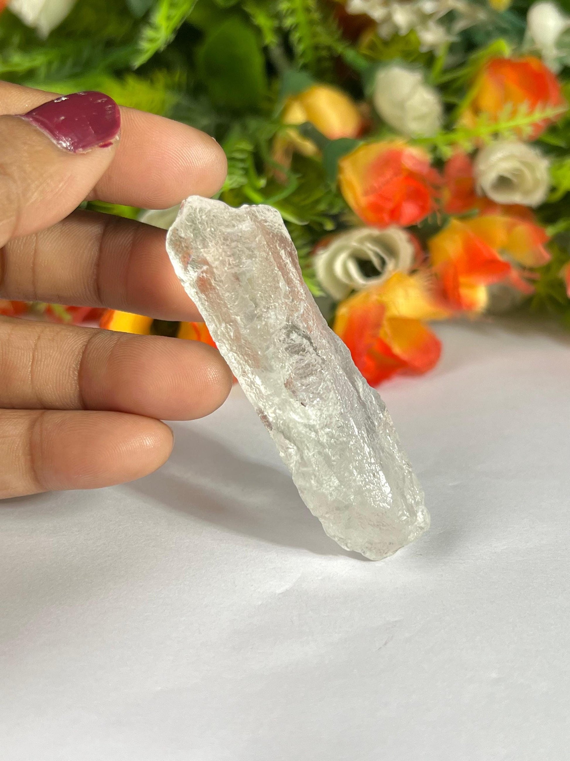 Premium Nirvana Quartz Crystal -Trigonic Quartz - Ice Quartz - Himalayan Quartz-Natural Rough Stone 37 Gram