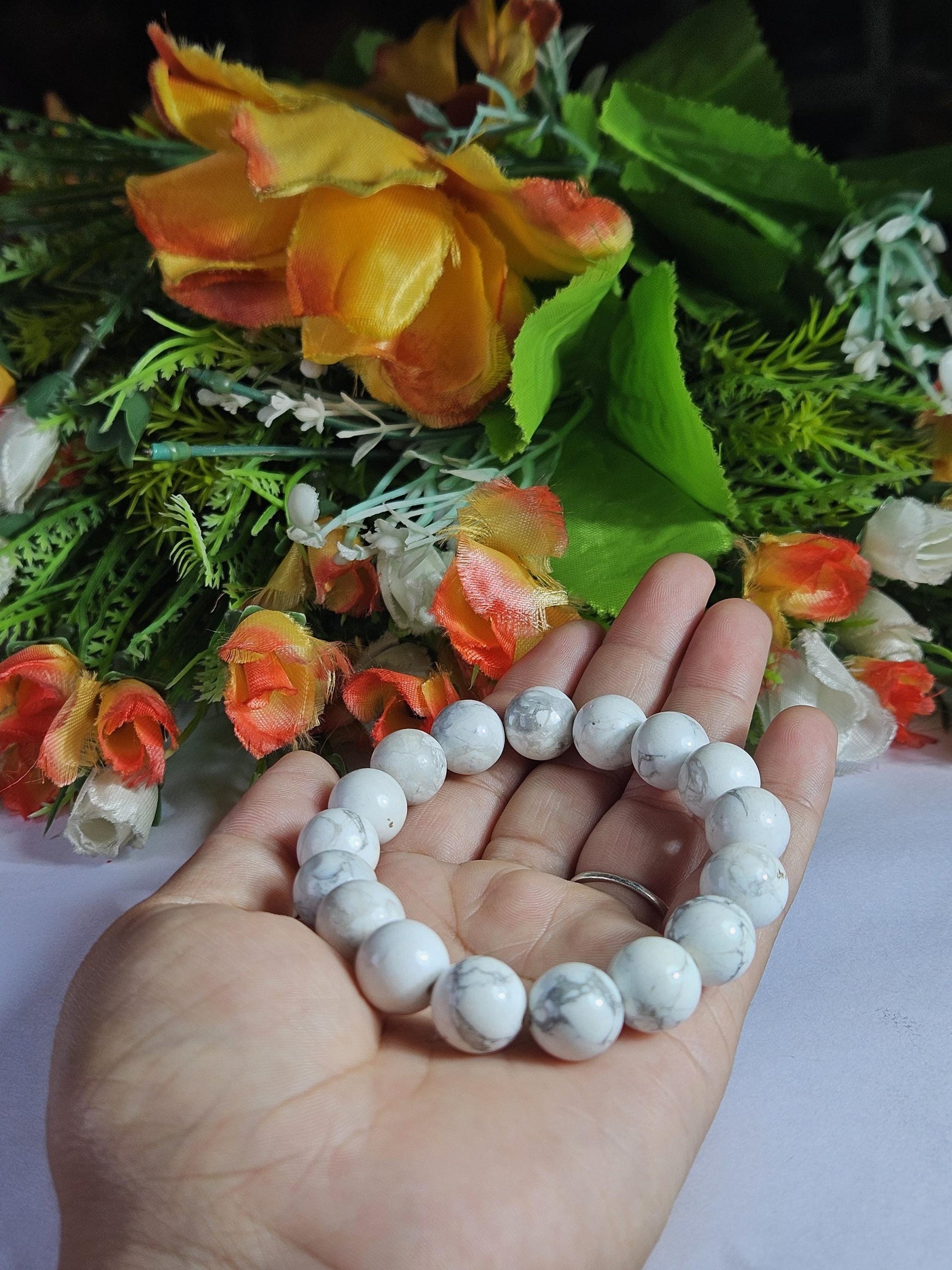 Men's 12 MM Howlite Stone Bracelet| Jewelry for Men