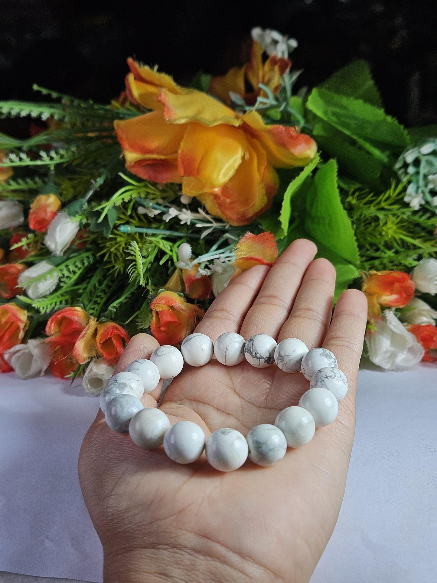 Men's 12 MM Howlite Stone Bracelet| Jewelry for Men