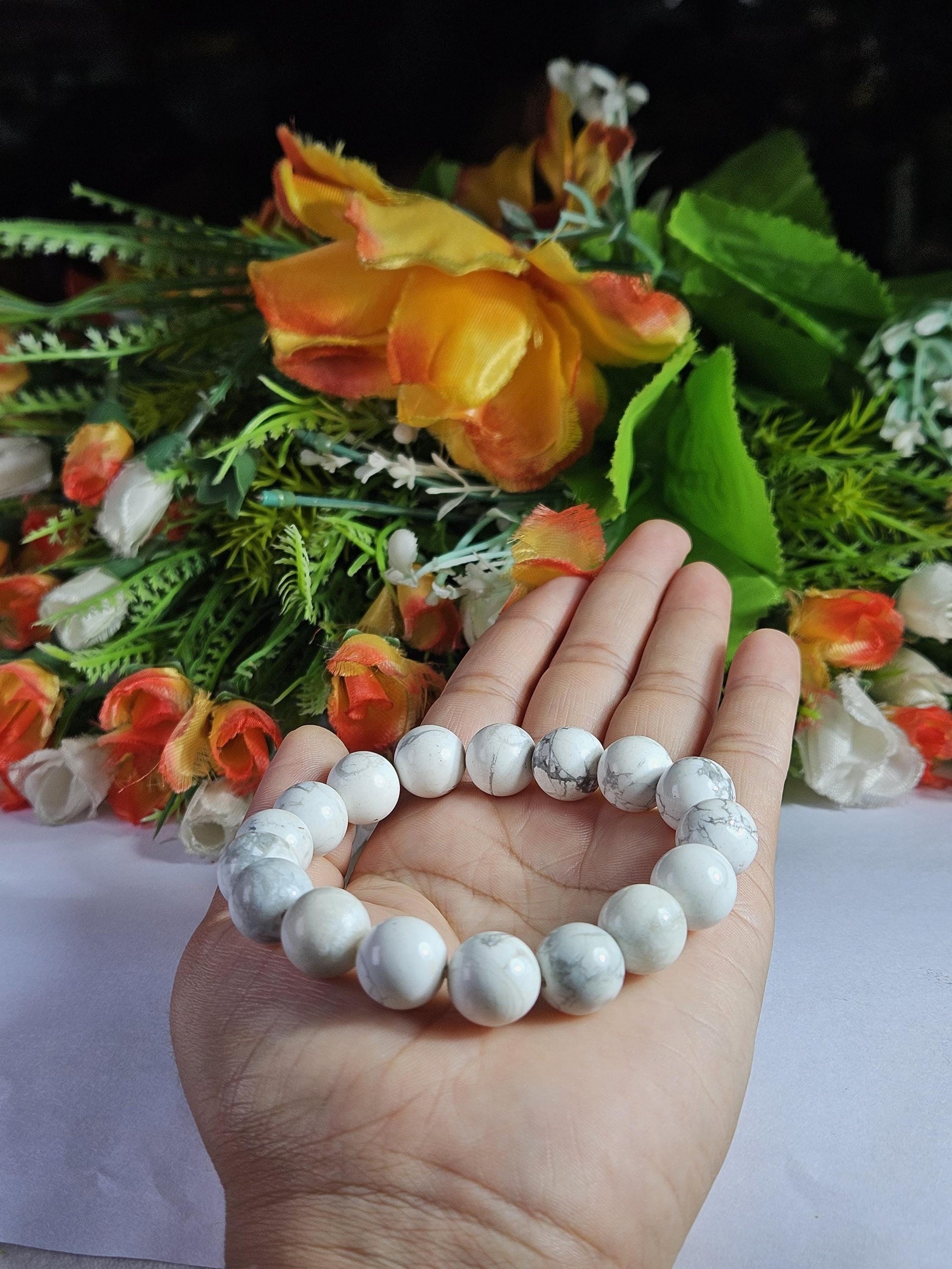 Men's 12 MM Howlite Stone Bracelet| Jewelry for Men