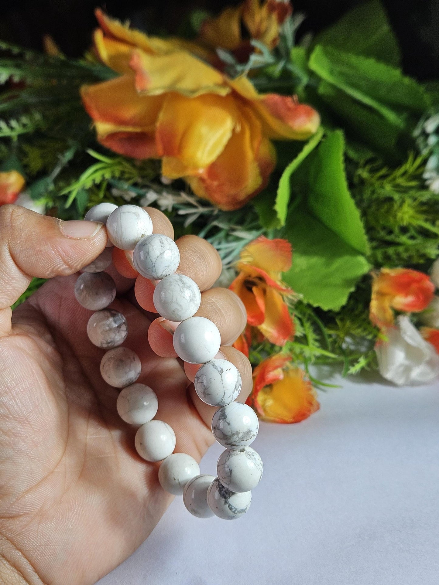 Men's 12 MM Howlite Stone Bracelet| Jewelry for Men