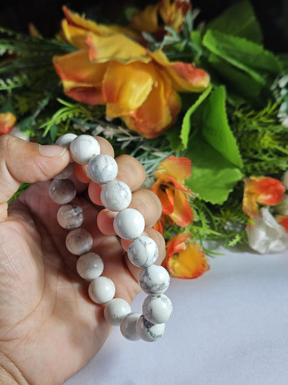 Men's 12 MM Howlite Stone Bracelet| Jewelry for Men
