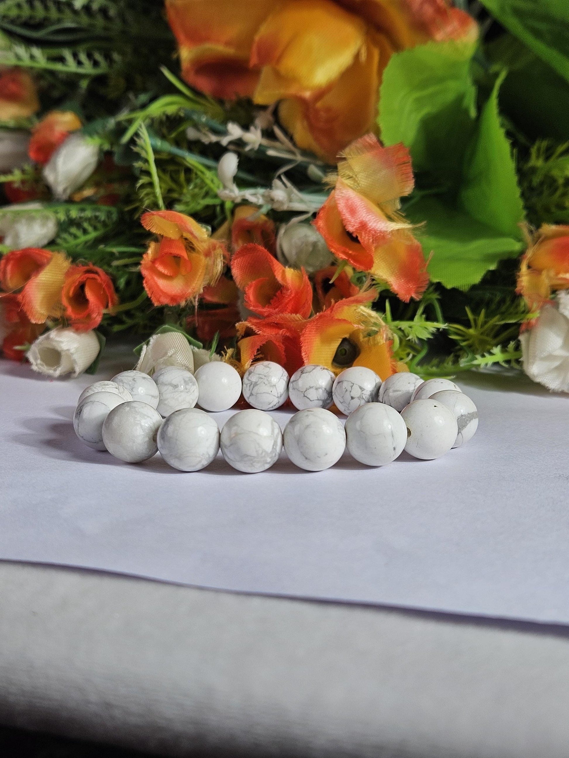 Men's 12 MM Howlite Stone Bracelet| Jewelry for Men