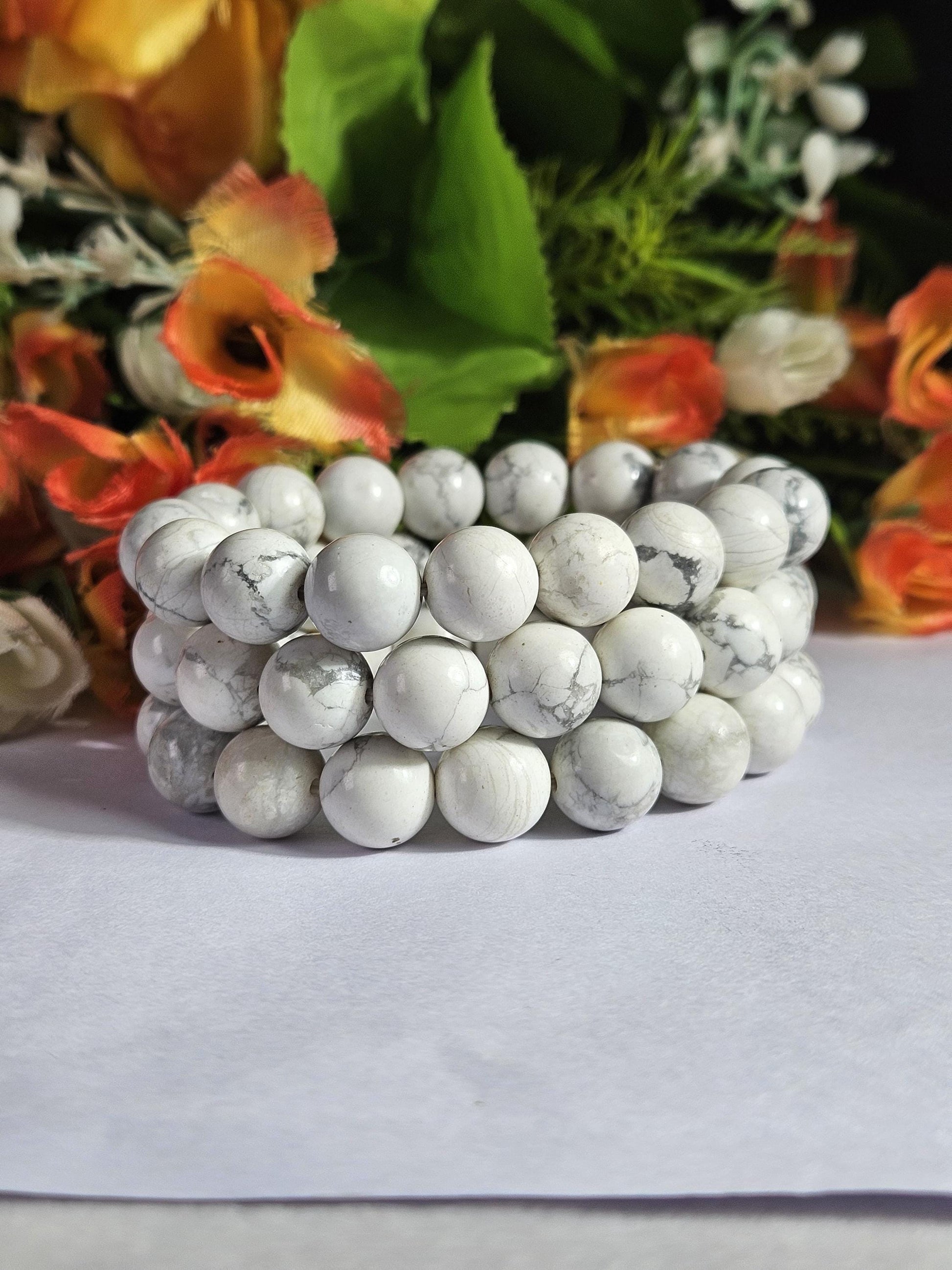 Men's 12 MM Howlite Stone Bracelet| Jewelry for Men