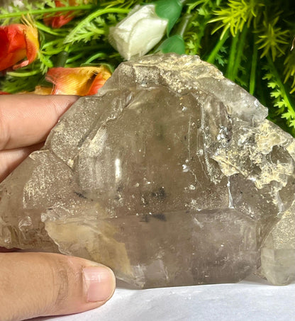 Herkimer Diamond Quartz Crystal Stone 386 Gram With Big Water Bubble Inside Moving and Rainbow Also