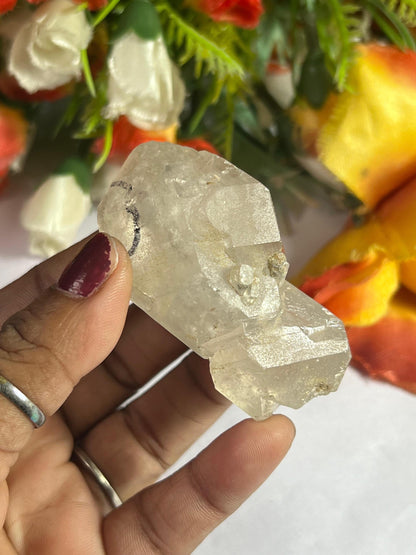 Herkimer Diamond Quartz Crystal Stone 75 Gram With Big Water Bubble Inside Moving and Rainbow Also