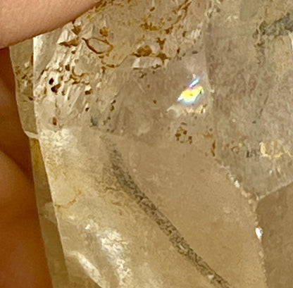 Herkimer Diamond Quartz Crystal Stone 95 Gram With Big Water Bubble Inside Moving and Rainbow Also