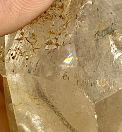 Herkimer Diamond Quartz Crystal Stone 95 Gram With Big Water Bubble Inside Moving and Rainbow Also