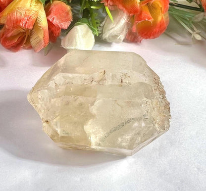 Herkimer Diamond Quartz Crystal Stone 95 Gram With Big Water Bubble Inside Moving and Rainbow Also
