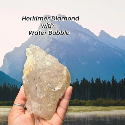 Herkimer Diamond Quartz Crystal Stone 386 Gram With Big Water Bubble Inside Moving and Rainbow Also