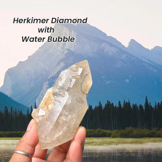 Herkimer Diamond Quartz Crystal Stone 184 Gram With Big Water Bubble Inside Moving and Rainbow Also