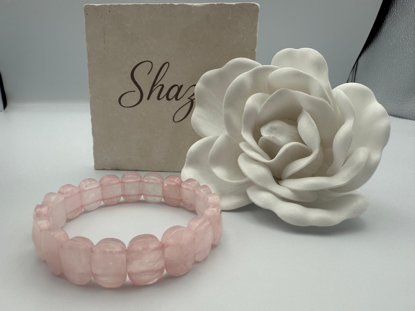 Faceted Rose Quartz Stretch Bracelet: Love Stone, 6.5 Inch