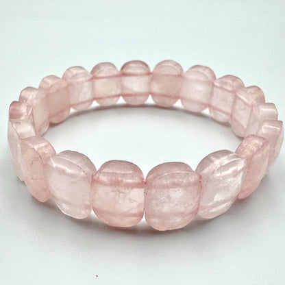 Faceted Rose Quartz Stretch Bracelet: Love Stone, 6.5 Inch