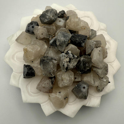 Raw Yin Yang Crystal Beads – Black and White Gemstone Nuggets