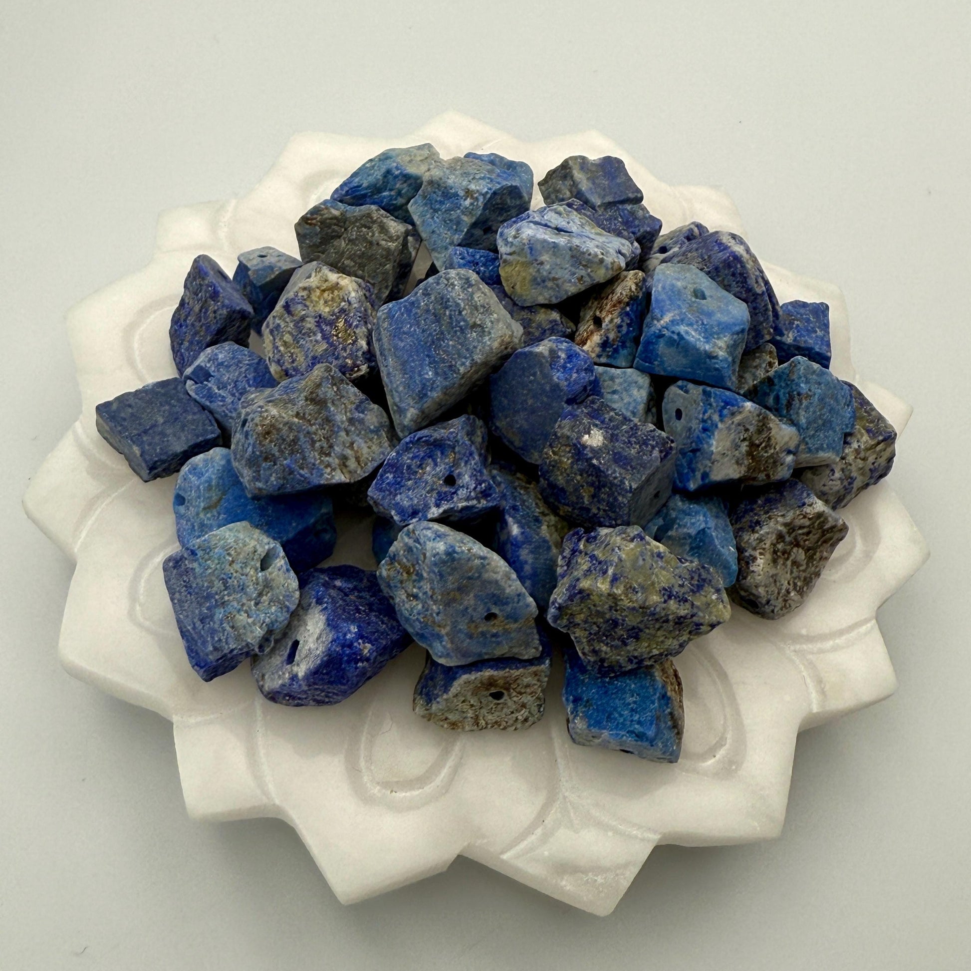 Raw Lapis Lazuli Beads: Deep Blue Gemstone Nuggets for Jewelry