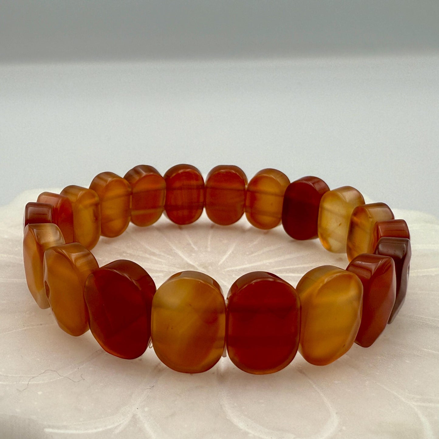 Carnelian Bracelet 15MM Oval Beads – Natural Stone for Motivation, Confidence & Vitality