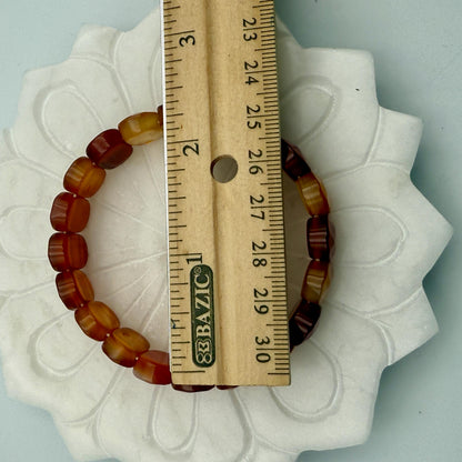 Carnelian Bracelet 15MM Oval Beads – Natural Stone for Motivation, Confidence & Vitality