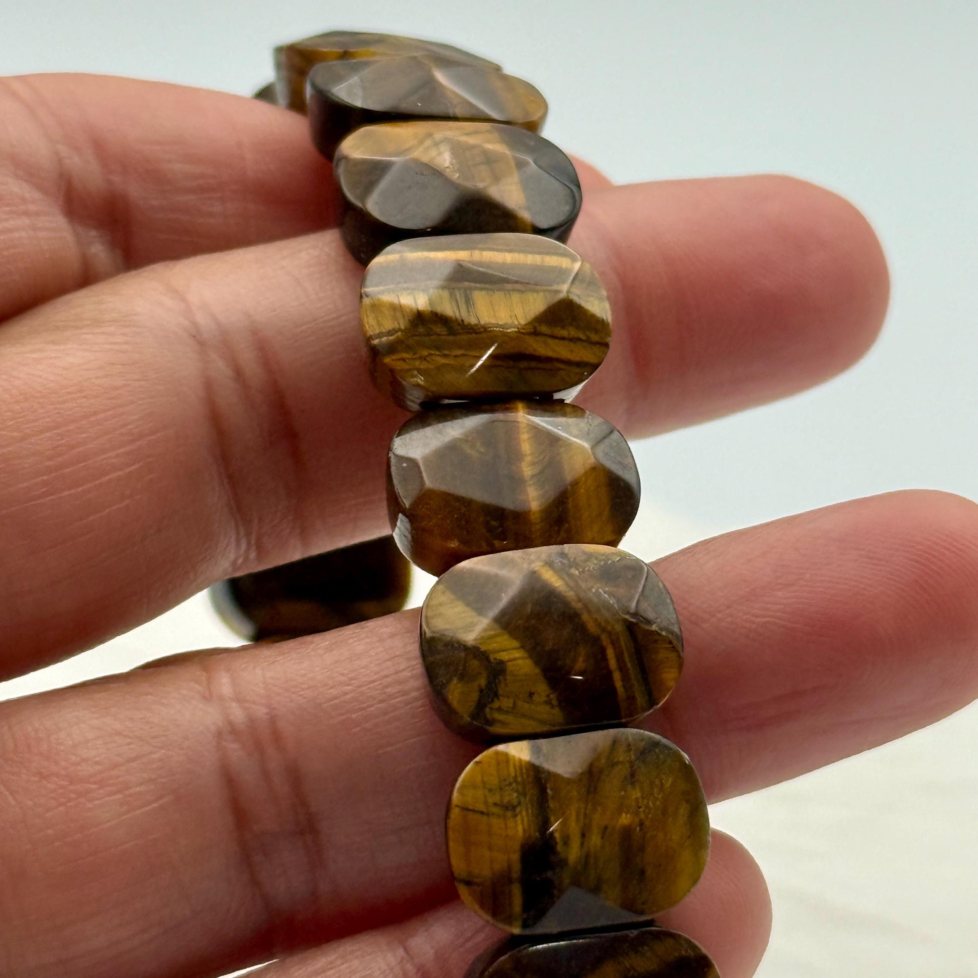 Yellow Tiger Eye Bracelet 15MM Oval Beads – Protection Stone for Confidence, Focus & Success