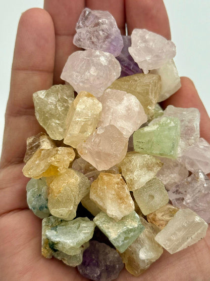 Raw Gemstone Beads: Rose Quartz, Citrine, Amethyst, Prehnite - Crystal Healing Nuggets