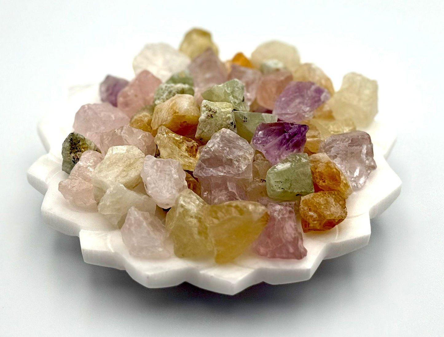 Raw Gemstone Beads: Rose Quartz, Citrine, Amethyst, Prehnite - Crystal Healing Nuggets