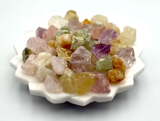 Raw Gemstone Beads: Rose Quartz, Citrine, Amethyst, Prehnite - Crystal Healing Nuggets
