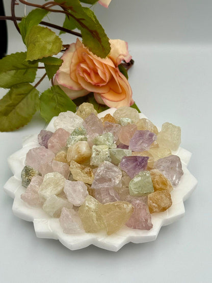 Raw Gemstone Beads: Rose Quartz, Citrine, Amethyst, Prehnite - Crystal Healing Nuggets