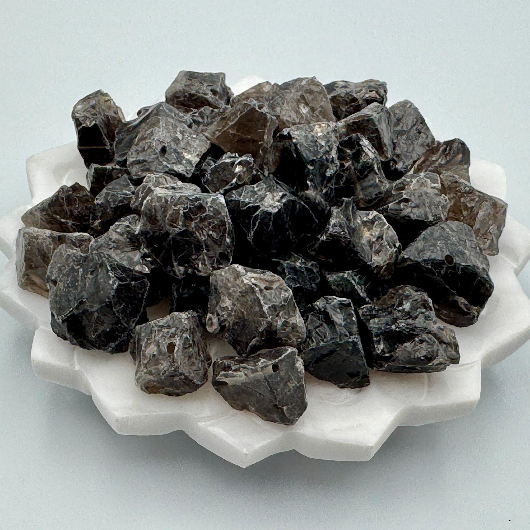 Raw Smoky Quartz Stone Beads: Natural Gemstone Nuggets for Jewelry Making