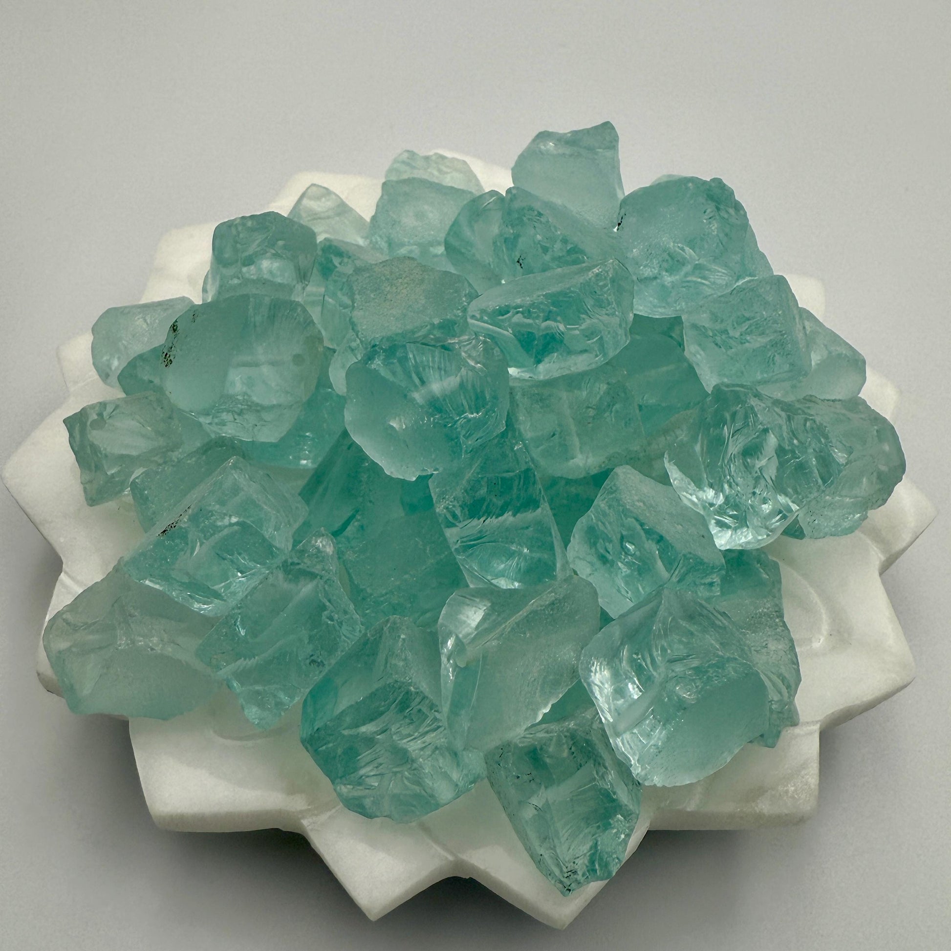 Aquamarine Glass Beads: Raw Tumbled Nuggets for Jewelry Making