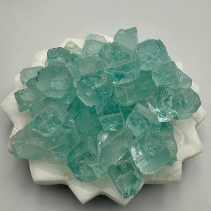 Aquamarine Glass Beads: Raw Tumbled Nuggets for Jewelry Making